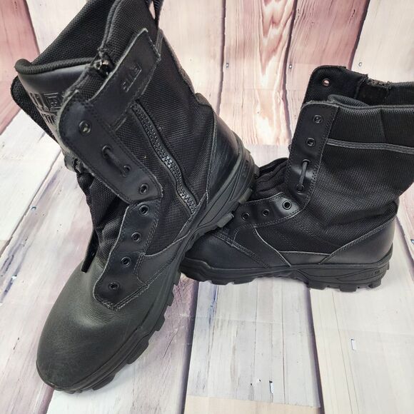 5.11 Tactical Speed 3.0 Mens 14 Black Leather Lace Up Side Zip Urban Boots EUC - Picture 1 of 12